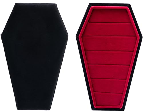 Gothic Velvet Coffin Ring Box Jewelry Organizer - Black & Red Variation