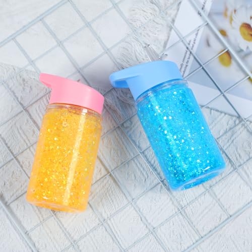 8 Pack 10oz Plastic Snow Globe Tumblers for Kids with Lids - Variation of 8