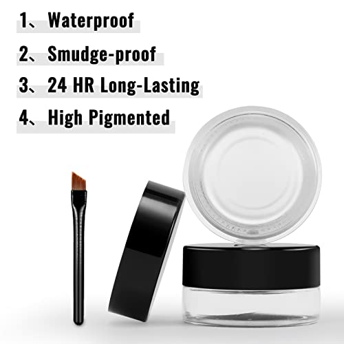 White Gel Eyeliner Waterproof Cream Eyeliner Gel Pot - 04 White with 2 Brushes