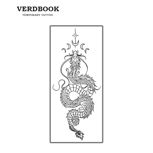 Lunar Dragon Pattern Waterproof Temporary Tattoos for Women - 2 Sheets