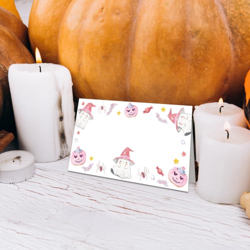 Halloween Place Cards Set - Cute Foldable Table Seating Labels for Parties - Halloween 01