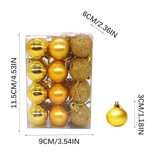 24PCS Mini Orange Christmas & Halloween Ornaments - Shatterproof Plastic Decorative Hanging Balls, 1.2 Inches