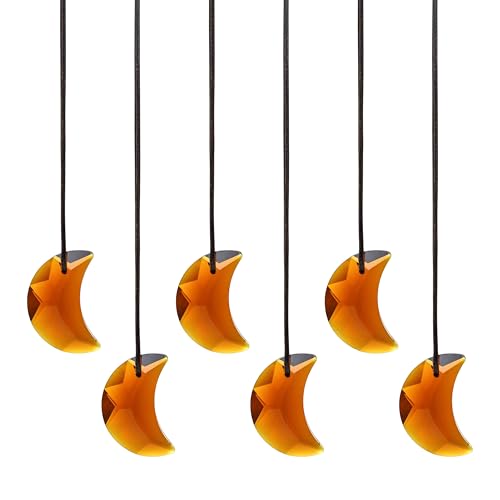 6pcs Amber Moon Charms Crystal Pendants for Windows & Home Decor - Suncatchers