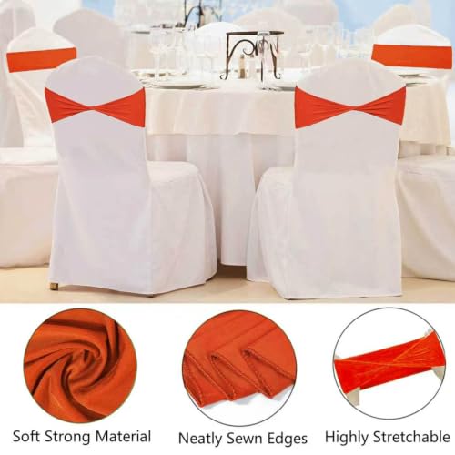 50 PCS Orange Spandex Chair Sashes Bows - Stretchable Wedding & Event Ties