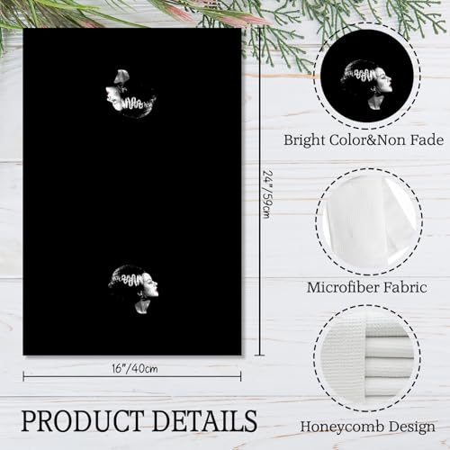 Gothic Halloween Kitchen Towels - Frankenstein & Bride Couple Decor 16x24 Inch