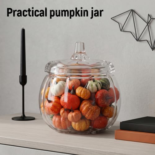 Halloween Centerpiece Tray Set with Burgundy Flowers, Pumpkin Jar & Skeleton - Indoor Decor
