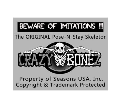 Pose-N-Stay Life-Size Halloween Skeleton - 5 FT, Realistic, Fully Poseable - Crazy Bonez