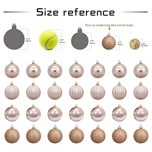 28PCS Shatterproof Christmas Ball Ornaments in Champagne Finish - 2.36" Regular Size