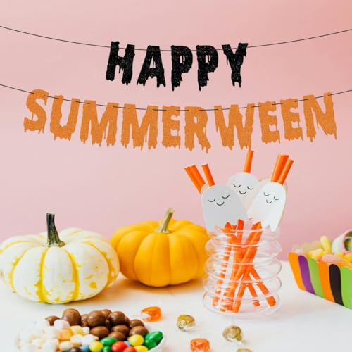 Pre-Strung Summerween Banner - Glitter Halloween & Summer Party Decorations