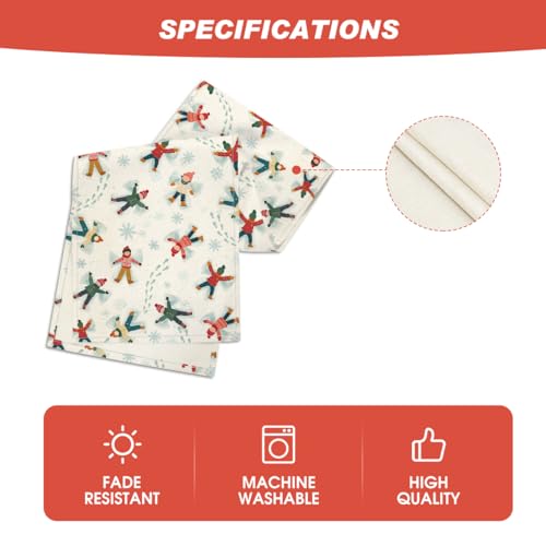 13x72 Inch Snowflake Children Footprints Winter Table Runner Beige - Holiday Kitchen Decor
