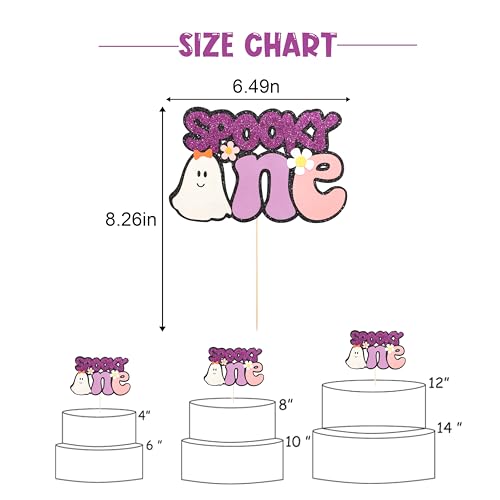 Spooky First Birthday Cake Topper - Ghost Theme Purple Glitter Halloween Decoration
