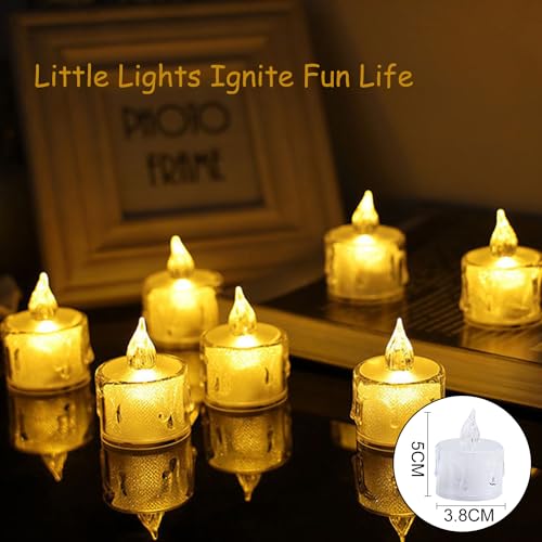 48Pcs Flameless Battery-Operated Tea Lights Candles with Drop Wax Shape - SupBri