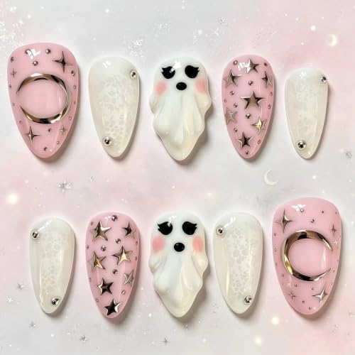 Halloween Press-On Nails 3D Ghost Pumpkin Spider Web Style - Variation of THIS listing