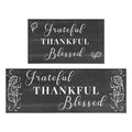 Black Thankful Blessed Kitchen Rugs Set of 2 - 17x47 & 17x30 Inch Cushioned Non-Slip Mat