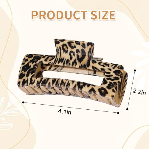 Leopard Print Hair Clips Set - 4 Pcs 4.1 Inch Claw Hair Accessories with Vintage & Modern Style