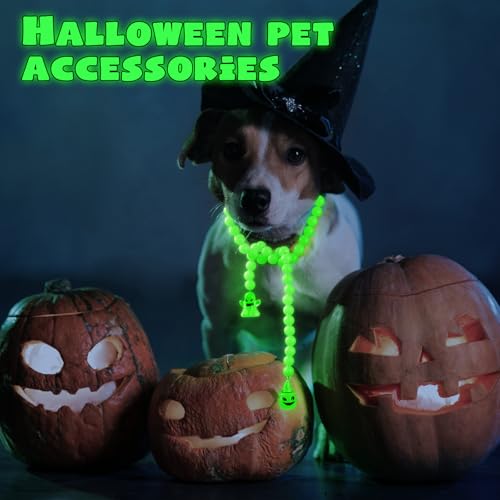 Halloween Glow in the Dark Bead Decoration 26 Inch String with Ghost & Pumpkin Charms