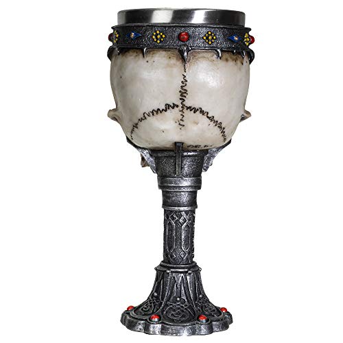 Gothic Skull Wine Goblet with Removable Stainless Steel Insert - Handcrafted 7 fl oz