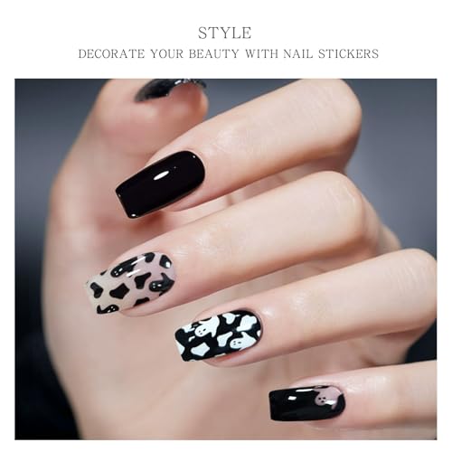Semi Cured Gel Nail Strips Halloween Ghost Nail Art Stickers - 20 Pack