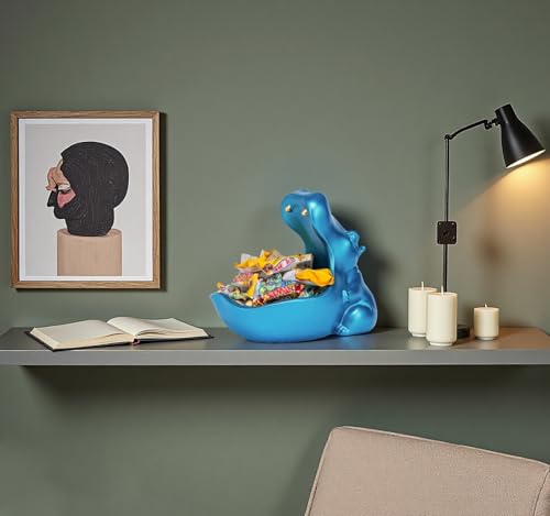 Hippo Key Holder Statue - Blue Candy Dish & Decorative Figurine - Variation: Blue A