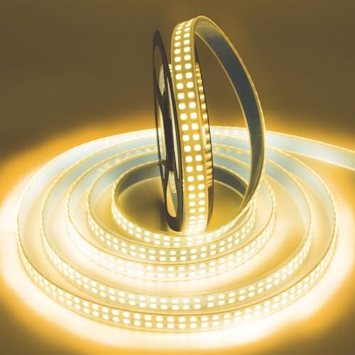 LED Light Strip 16.4ft Waterproof IP67 Dimmable 5054 1200 LEDs for Home & Outdoor Decoration - Warm White 3500K