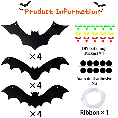 12PCS Halloween Hanging Bats with Glowing Eyes Outdoor Yard Decor