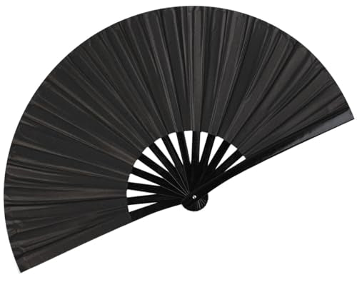 Black Folding Hand Fan for Line Dance and Festivals - Boots on The Ground Style (Variation: Black / 1)