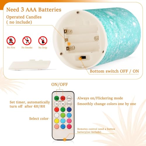 Color Changing Flameless Candles with Remote - Flickering LED Battery Operated Decor