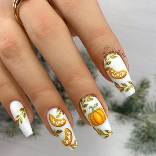 Fall Pumpkin Nail Stickers - Autumn Thanksgiving Nail Art Decals for Short Nails