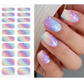 Rainbow Glitter Semi Cured Gel Nail Strips - Easy DIY Nail Art Wraps