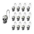 Decorative Skull Shower Curtain Hooks Set - Black Skull Design, 12PCS