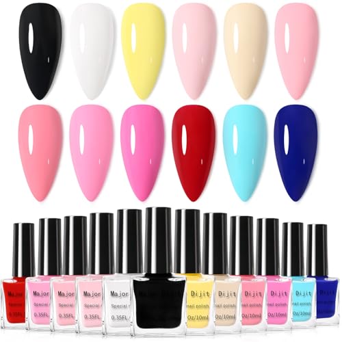 12 Colors Quick Dry Nail Polish Set - Vibrant Summer Nail Art Kit