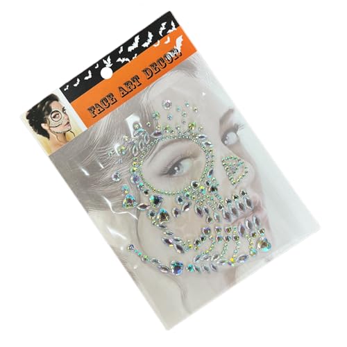 Halloween Face Tattoos with Crystals & Gems - Butterfly & Spider Design, 4-Pack SSBP