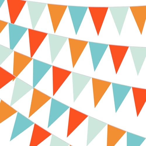 Orange Pennant Banner Set for Party Decorations - 60 Pieces, 55ft Length
