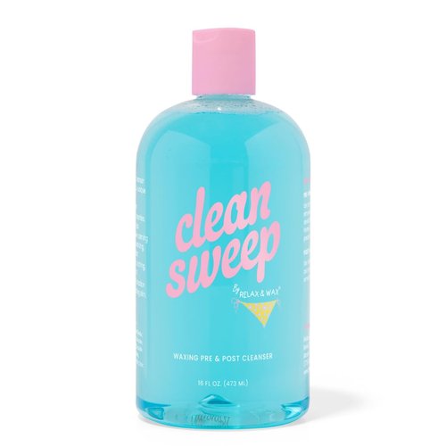 Relax and Wax Clean Sweep 2-in-1 Pre & Post Waxing Cleanser – No-Rinse, Anti-microbial & Moisturizing Formula – Removes Oil, Dirt & Makeup – Soothes & Preps Skin for Effective Waxing– 16oz