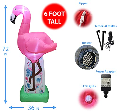 Giant Pink Flamingo Inflatable 6-Foot Tall Summer Party Decoration