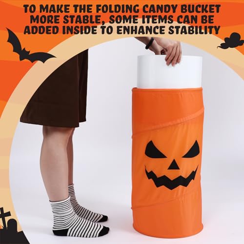 Halloween Candy Buckets Set - 2 Large Pumpkin & Ghost Decorations