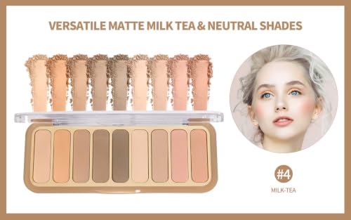 Mini Matte Eyeshadow Palette - 9 Colors, High Pigment, Waterproof & Long Lasting - Milk Tea Variation