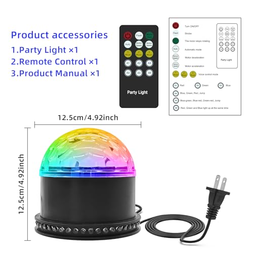 Disco Ball Light with Remote Control RGB Party Strobe for Home & Dance Events
