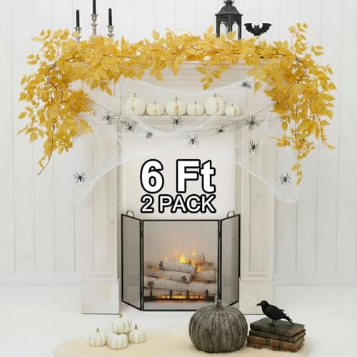 2-Pack 6Ft Fall Garland Set - Plum Cimicifuga Seeded Leaves for Autumn Decor