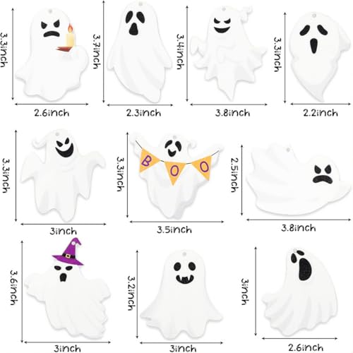 Halloween Ghost Wooden Ornaments - Classic-1 20Pcs Spooky Tree Decorations
