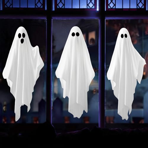 Large Ghost Window Clings Halloween Decorations Set - Spooky Mirror Decals