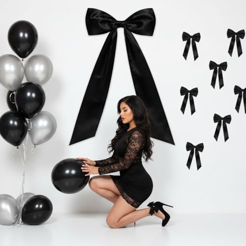 Black Satin Giant Bow Wall Decor 18x46 Inches for Backdrop & Event Decoration - Variation of THIS listing