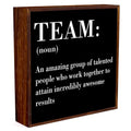 Inspirational Office Decor Wooden Box Sign - Rustic Teamwork Noun Plaque, 5x5 Inches