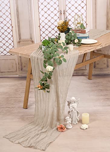 Rose Brown Cheesecloth Table Runner - 6 Pack, 35x120 Inches, Wedding Decor