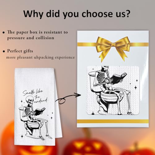 Funny Halloween Hand Towels with Skull Design - Gothic Bathroom Decor, 16x30 Inches - Color 16