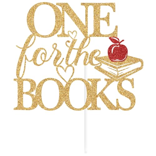 Gold Glitter Book Theme Cake Topper for First Birthday & Baby Shower