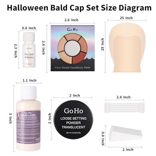 Halloween Bald Cap Makeup Kit - 8-Piece Special Effects Latex & Adhesive Set