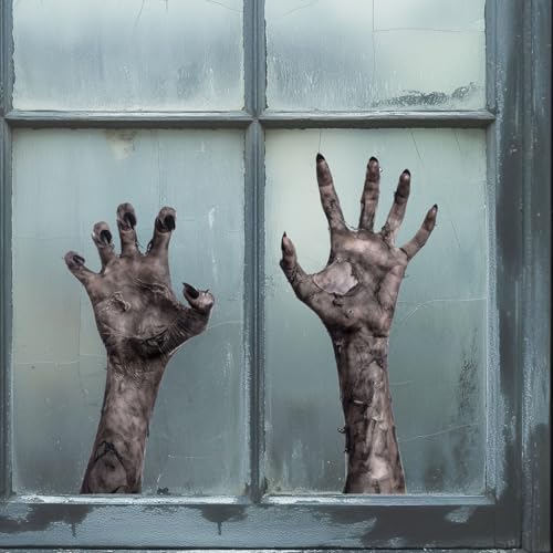Halloween Ghost Hand Window Decals - Reusable 3D Horror Wall Stickers