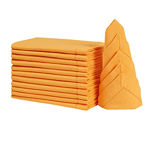 Yellow Hemstitched Cloth Dinner Napkins Set of 1 - 18x18 Inch Reusable Cotton