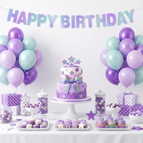 Rainbow Purple Double-Sided DIY Letter Banner for Party Decorations - 116 PCS